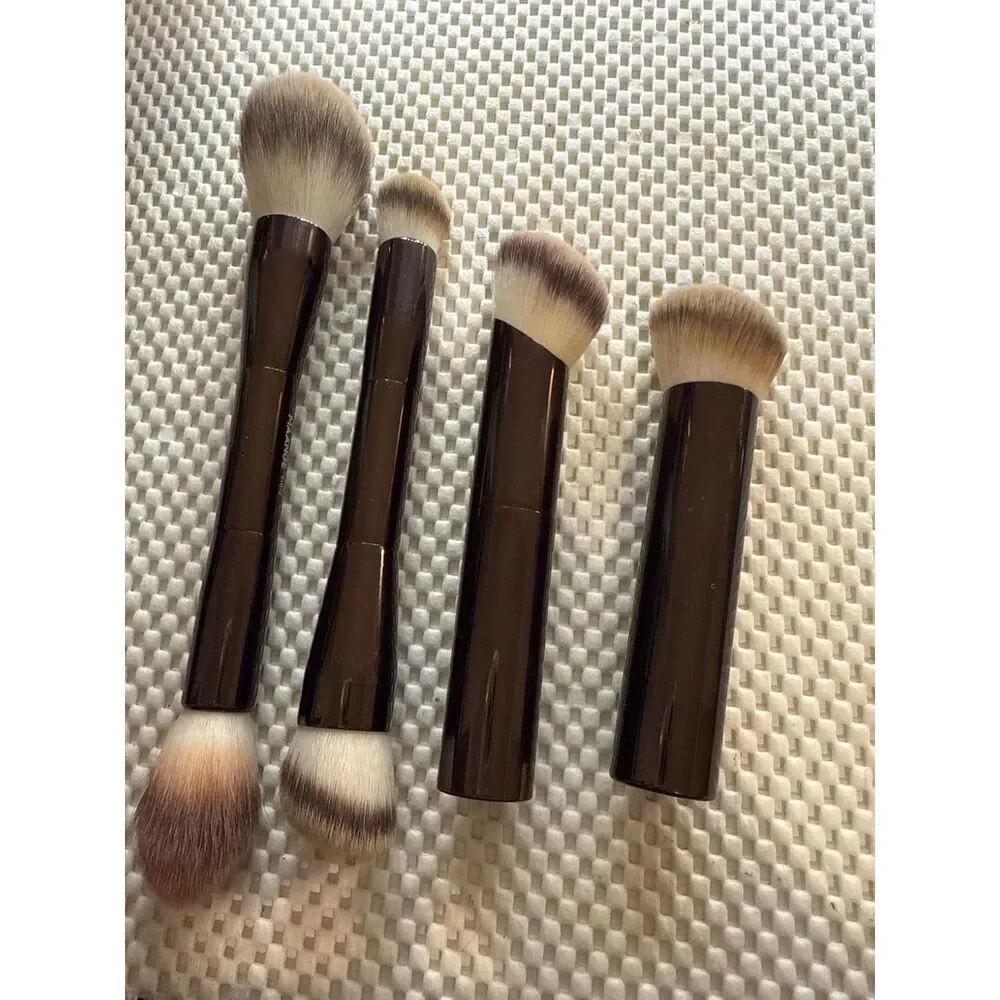 Maange 4 Pieces Coffee Double-ended Kabuki Foundation Makeup Brushes Set